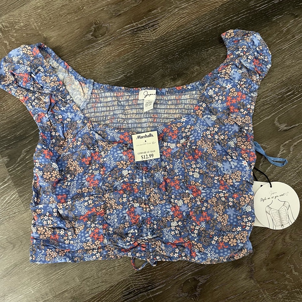 NWT Japra Blue Tank Shirt with floral design